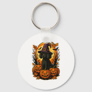 Halloween Niedlich Black Poodle Hexenkürbis Aut Schlüsselanhänger