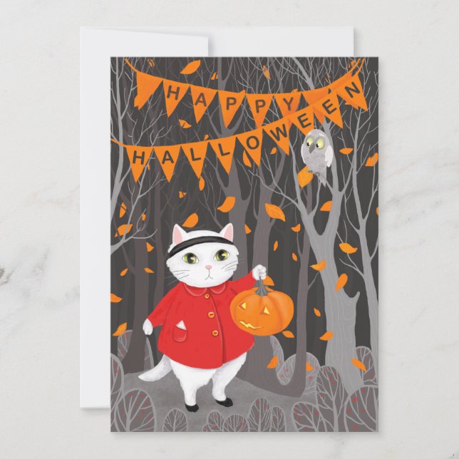 Halloween Niedlich Cat & Jack-o’-Laternenkürbis (Vorderseite)