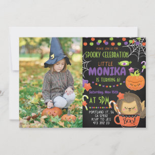 Halloween Niedlich Chalkboard Foto Einladung
