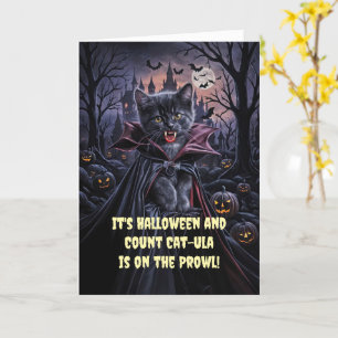 Halloween Niedlich Dracula Vampire Cat Kitten Karte