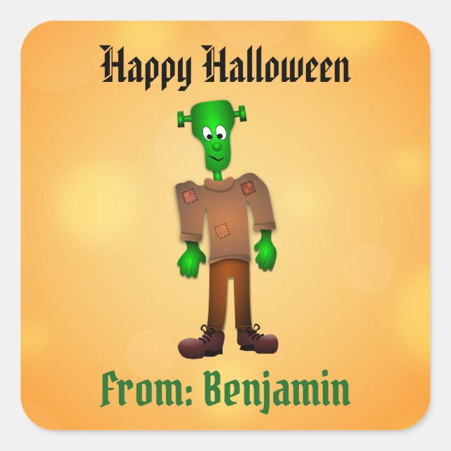 Halloween Niedlich Frankenstein Monster Custom Quadratischer Aufkleber (Vorderseite)