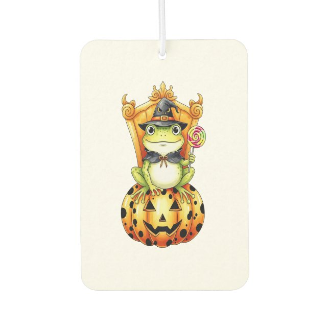 Halloween Niedlich Frosch on Pumpkin Autolufterfrischer (Vorderseite)