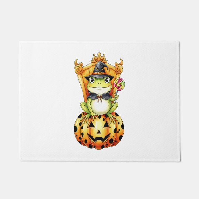 Halloween Niedlich Frosch on Pumpkin Fußmatte (Vorderseite)