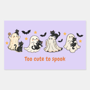 Halloween Niedlich Funny Spooky Ghost Cat Rechteckiger Aufkleber