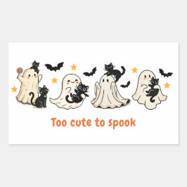 Halloween Niedlich Funny Spooky Ghost Cat Rechteckiger Aufkleber