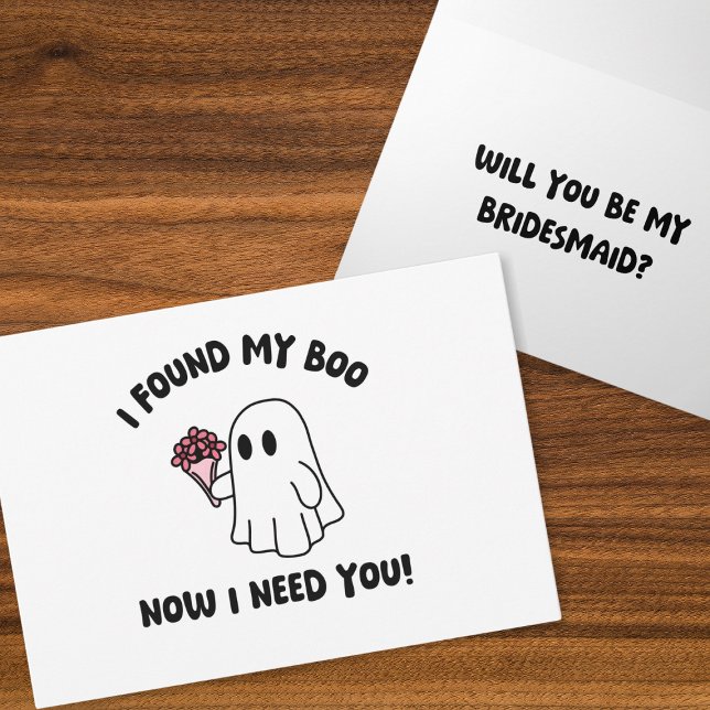 Halloween Niedlich Ghost Boo Funny Bridesmaid Vors Karte (Halloween bridesmaid proposal card featuring a cute ghost design—perfect for your spooky wedding!)
