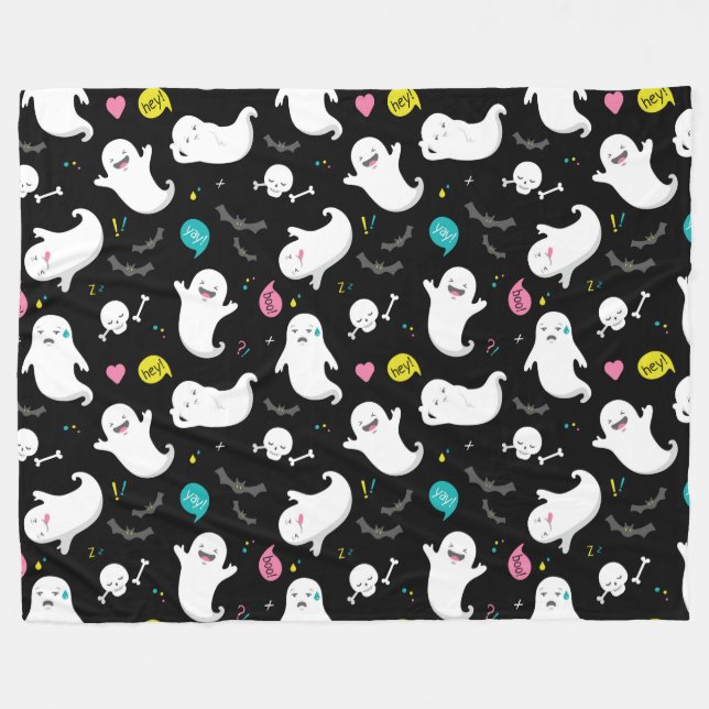 Halloween Niedlich Ghost Fleecedecke (Vorderseite (Horizontal))