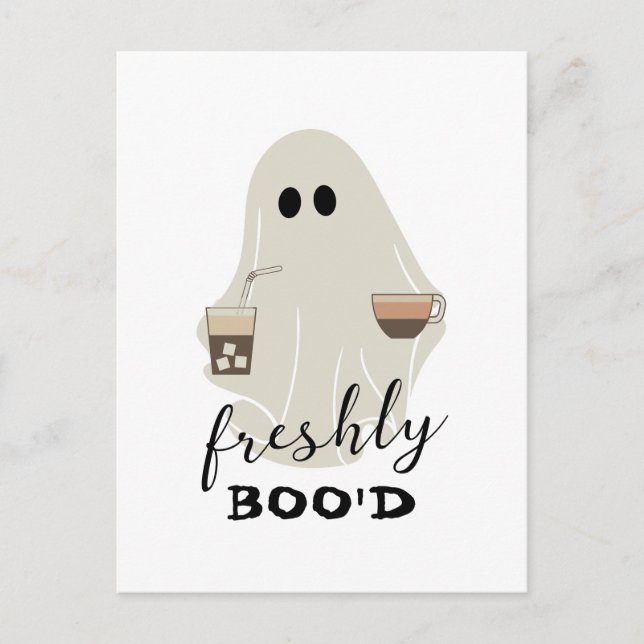 Halloween Niedlich Ghost | Freshly Boo'd Postkarte (Vorderseite)
