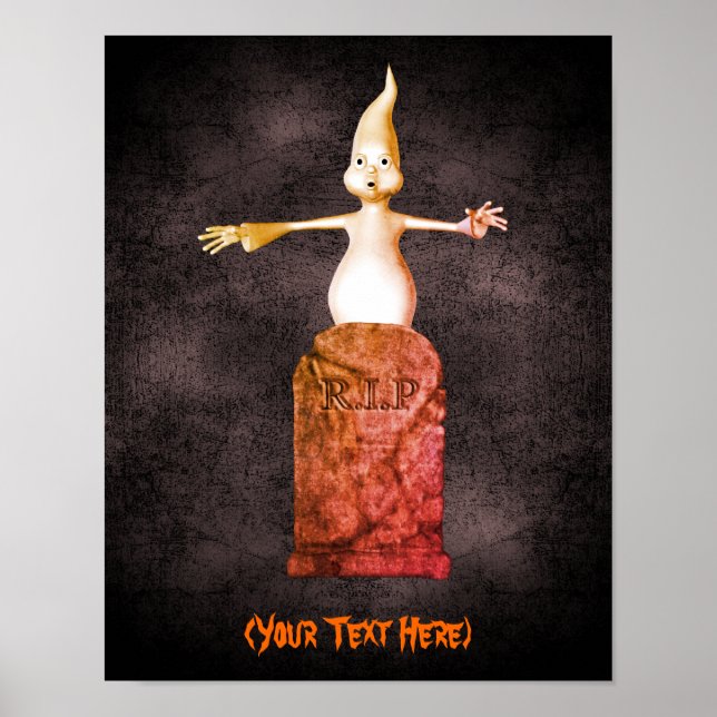 Halloween Niedlich Ghost Grabstein Personalisiert Poster (Vorne)