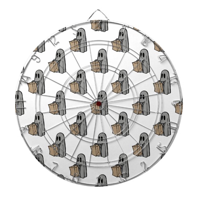 Halloween, Niedlich Ghost Grau, Trick oder Treat,  Dartscheibe (vorne)