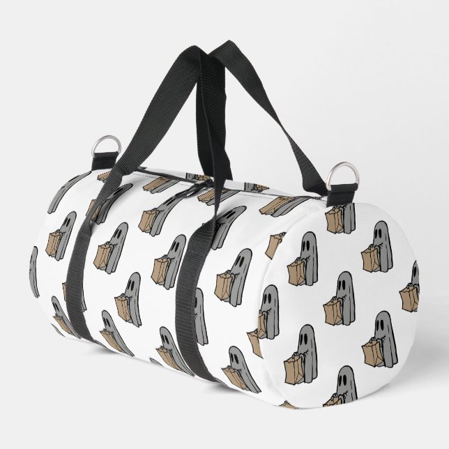 Halloween, Niedlich Ghost Grau, Trick oder Treat,  Duffle Bag (Linke Seite)