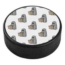 Halloween, Niedlich Ghost Grau, Trick oder Treat, Eishockey Puck