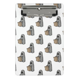 Halloween, Niedlich Ghost Grau, Trick oder Treat, Mini Klemmbrett