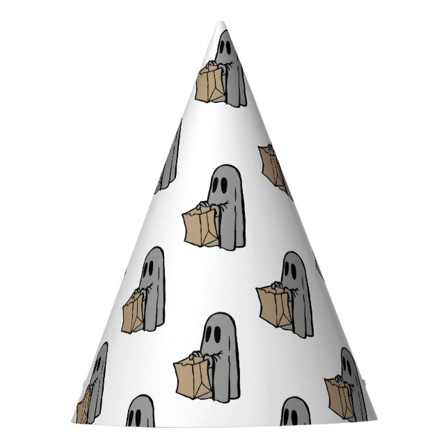 Halloween, Niedlich Ghost Grau, Trick oder Treat,  Partyhütchen (Vorderseite)