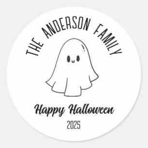Halloween Niedlich Ghost Personalisierter Name Jah Runder Aufkleber
