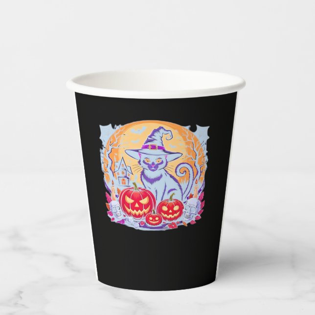 Halloween Niedlich Ghost Pumpkin Cat Classic T - S Pappbecher (Vorderseite)