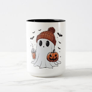 Halloween Niedlich Ghost Shirt Fall Pumpkin Coffee Zweifarbige Tasse