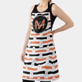 Halloween Niedlich Ghost Stripes Orange Black Mono Schürze