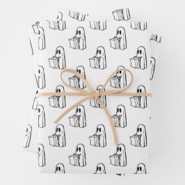 Halloween, Niedlich Ghost White, Trick oder Treat, Geschenkpapier Set