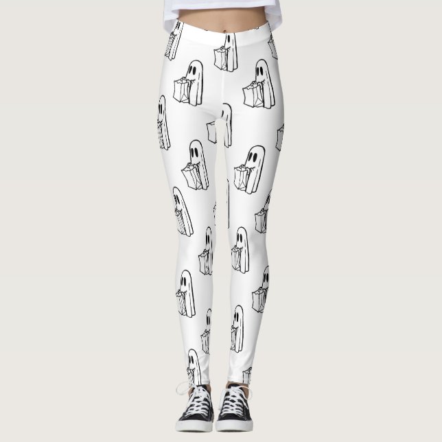 Halloween, Niedlich Ghost White, Trick oder Treat, Leggings (Vorderseite)