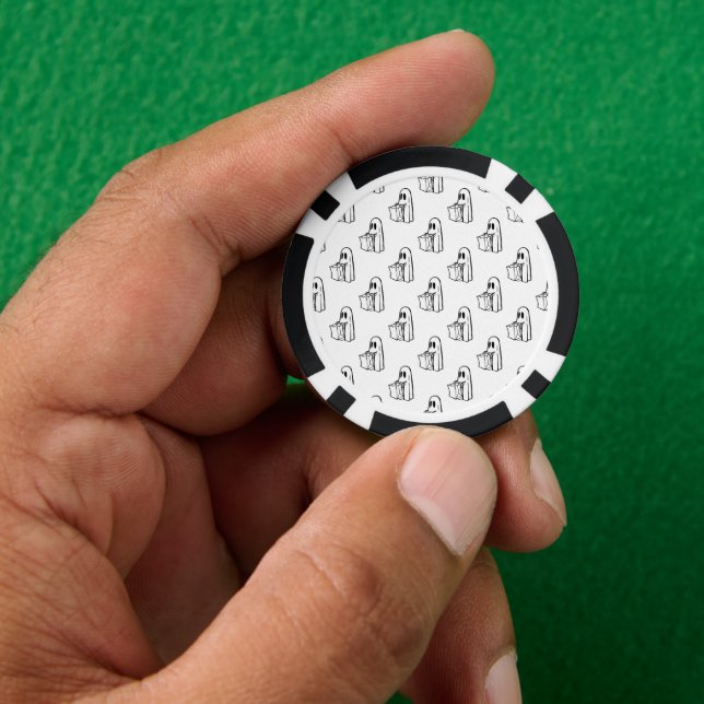 Halloween, Niedlich Ghost White, Trick oder Treat, Pokerchips (Hand)