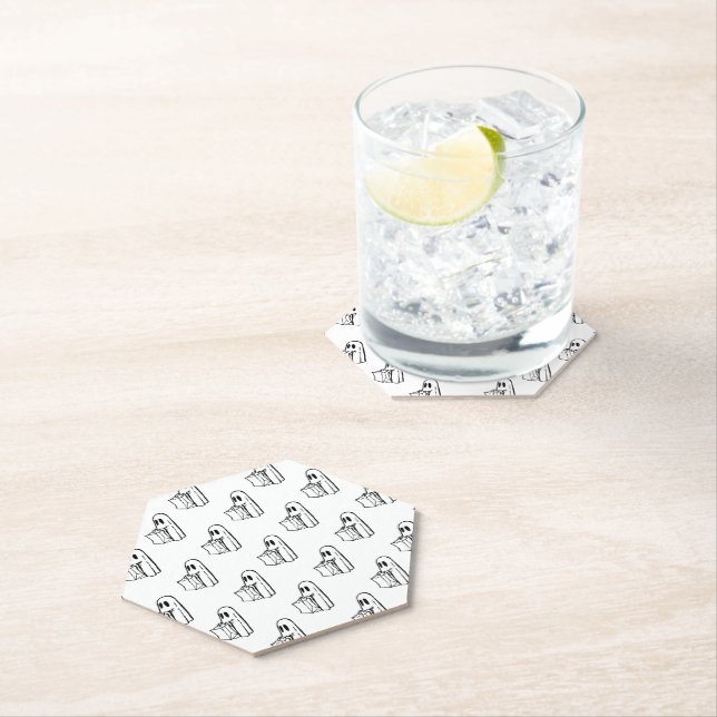 Halloween, Niedlich Ghost White, Trick oder Treat, Untersetzer (Vor Ort)