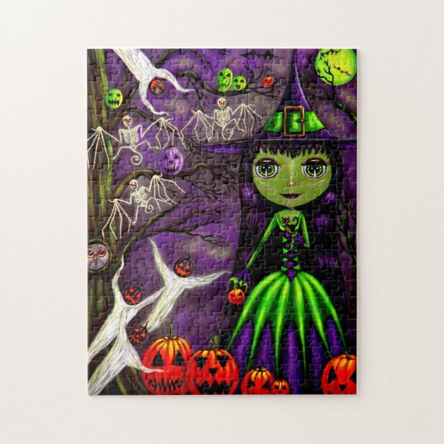 Halloween Niedlich Green Hexe Big Eyes (Vertikal)