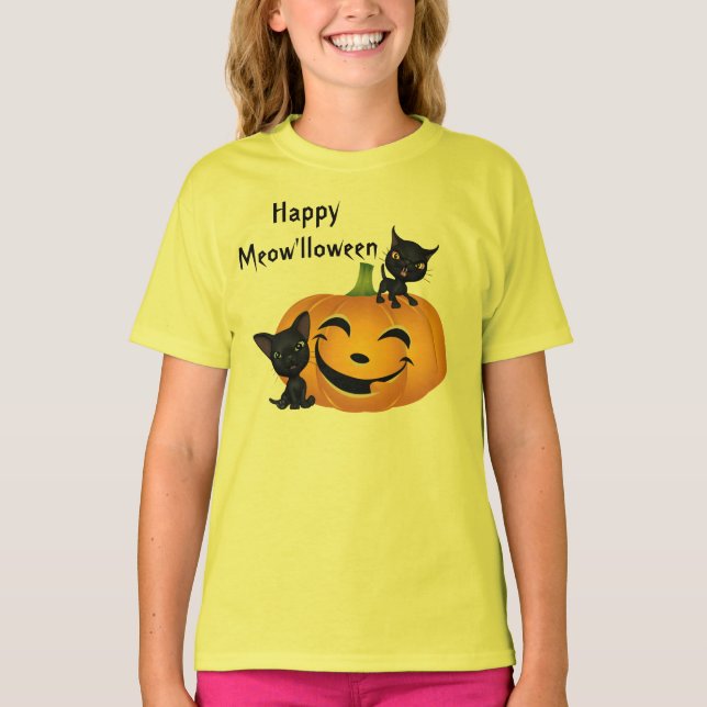 Halloween Niedlich Kitten Pumpkins Shirt (Vorderseite)