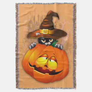 Halloween Niedlich Kitty Hexe und Kürbisfreund Decke