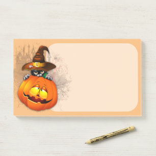 Halloween Niedlich Kitty Hexe und Kürbisfreund Post-it Klebezettel