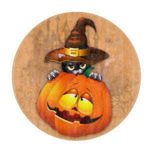 Halloween Niedlich Kitty Hexe und Kürbisfreund Schneidebrett