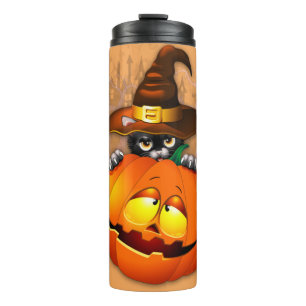 Halloween Niedlich Kitty Hexe und Kürbisfreund Thermosbecher