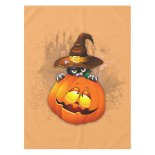 Halloween Niedlich Kitty Hexe und Kürbisfreund Tischdecke