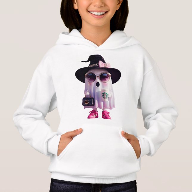 Halloween Niedlich Little Lady Ghost Hoodie (Vorderseite)