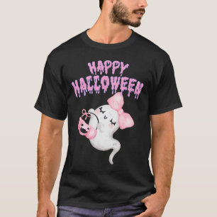 Halloween Niedlich Pink Ghost Fall Apparel Girls T-Shirt