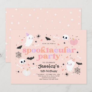 Halloween Niedlich Pink Ghost Geburtstag Spooktacu Einladung