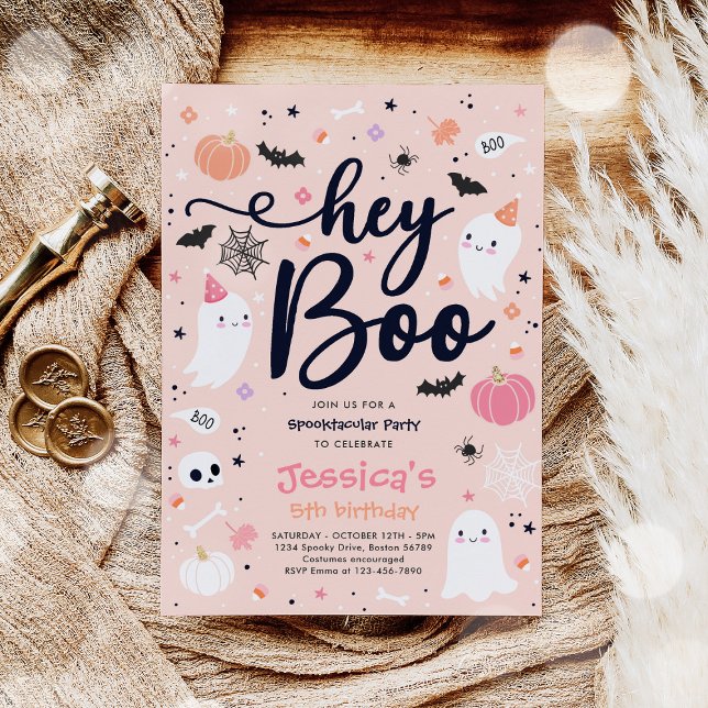 Halloween Niedlich Pink Ghost Geburtstag Spooktacu Einladung (Von Creator hochgeladen)