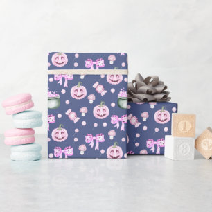 Halloween Niedlich Pink Pumpkins Pattern Geschenkpapier