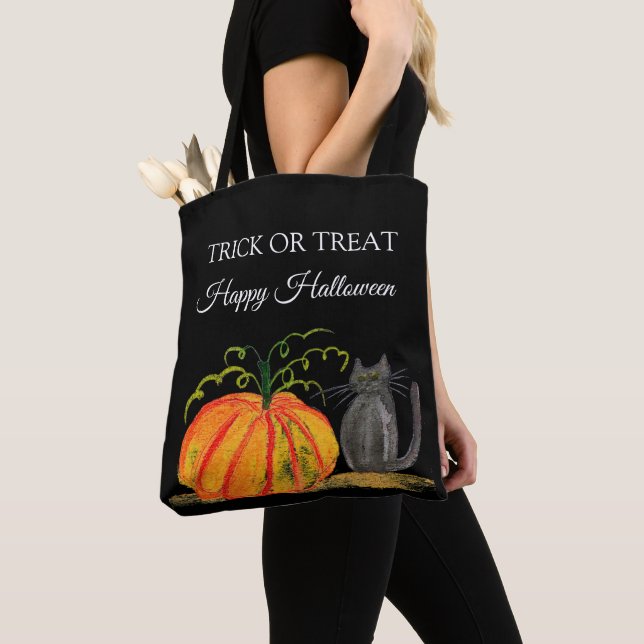 Halloween Niedlich Pumpkin Black Cat Modern Tasche (Von Nahem)