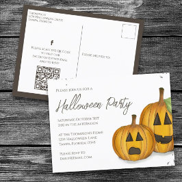 Halloween Niedlich Pumpkins Jack Simple Social Med Postkarte