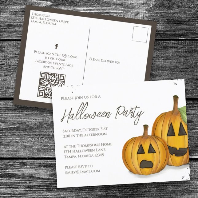 Halloween Niedlich Pumpkins Jack Simple Social Med Postkarte (Von Creator hochgeladen)