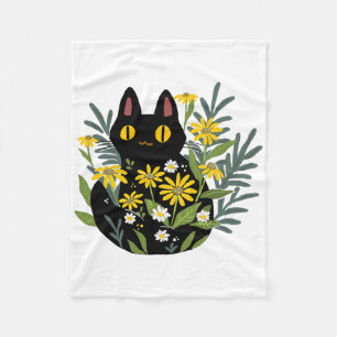 Halloween Niedlich Retro Black Cat Blume fallen Ko Fleecedecke