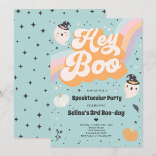 Halloween Niedlich Retro Spooky Ghost Geburtstagsp Einladung