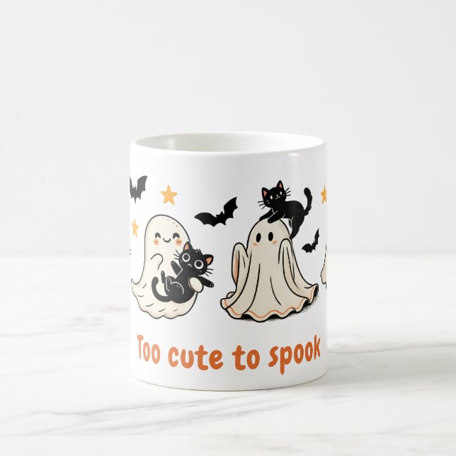 Halloween Niedlich Spooky Ghost Cat - Fall Geschen Kaffeetasse (Mittel)