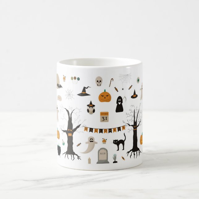 Halloween Niedlich Spooky Ghost Hexenkürbis Kaffeetasse (Mittel)