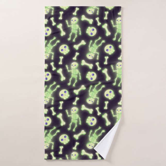 Halloween Niedlich Spooky Glowing Skelettknochen S Badehandtuch (Badehandtuch)