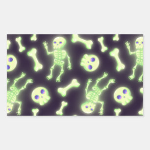 Halloween Niedlich Spooky Glowing Skelettknochen S Rechteckiger Aufkleber