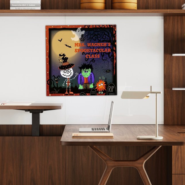 Halloween Niedlich Spooky Skeleton Cat Personalisi Poster (Von Creator hochgeladen)