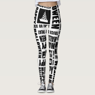 Halloween Niedlich Spooky Whimsical Black Pattern Leggings