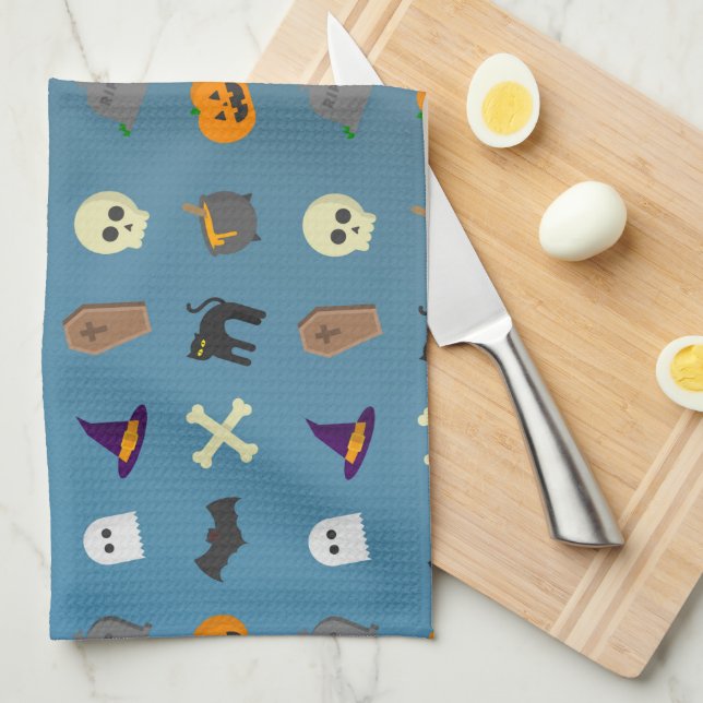 Halloween Niedlich Spooky Whimsical Funny Pattern Geschirrtuch (Viertel Falte)
